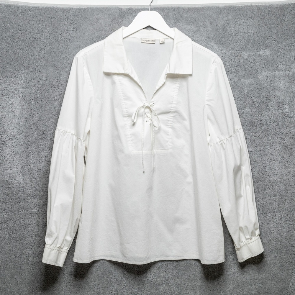 VTG Poetcore Lace Up Blouse Romantic Renaissance Shakespeare Pirate White Sz L